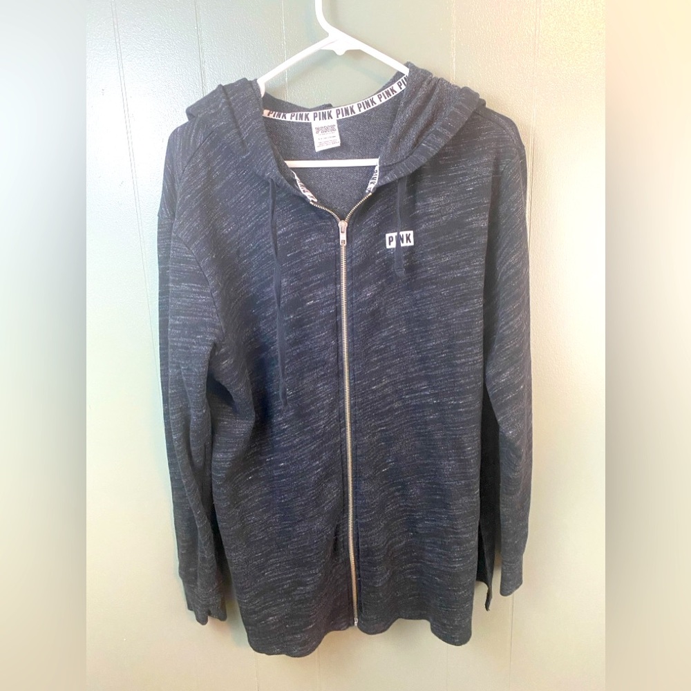 Pink Victoria’s Secret - Black Zip Up Hoodie - S
